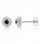 Black Diamond Earring Sterling Silver in Women's Stud Earrings