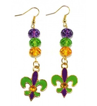 Fleur De Lis Mardi Gras Gold-toned Dangle Earrings 2" Jewelry - CF11TG5A85X