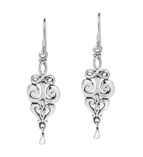 Elegant Vintage Swirls Drop .925 Sterling Silver Dangle Earrings - CN17Z547RMT