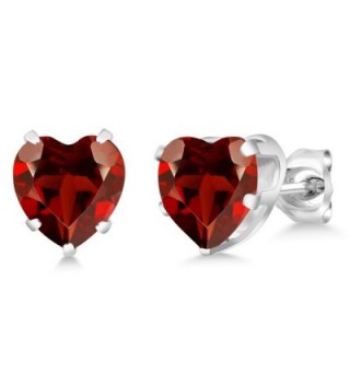 4.00 Ct Heart Shape 8MM Red Garnet 925 Sterling Silver Gemstone Birthstone Stud Earrings - CV11NNNWK1P