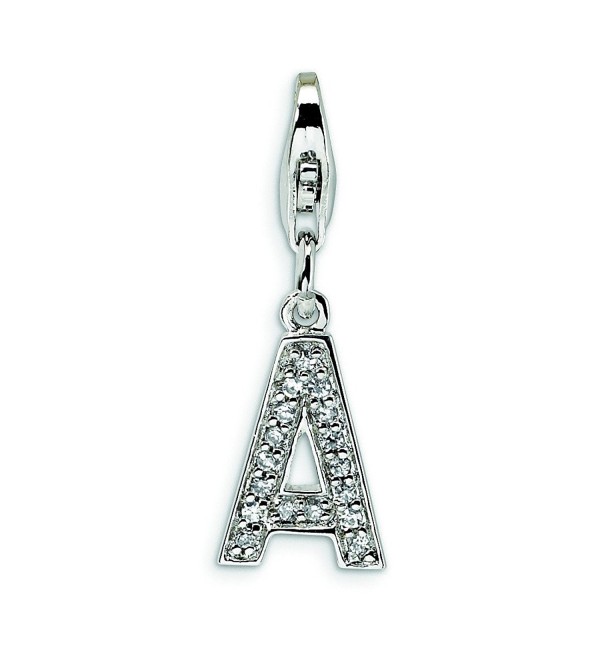 Sterling Silver Cz Letter A W/Lobster Clasp Charm - CP114W6MNS7