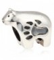 Polar Bear Charm with Paw Print 925 Sterling Silver Animal Bead for Bracelet - CO12MA8ZERR
