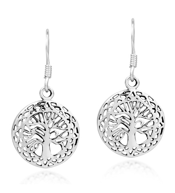 Mystic Celtic Frame Tree of Life .925 Sterling Silver Dangle Earrings - CQ12N76P9AN