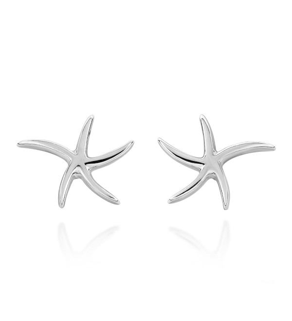 Adorable Wavy Starfish .925 Sterling Silver Stud Earrings - CV11OP2366L