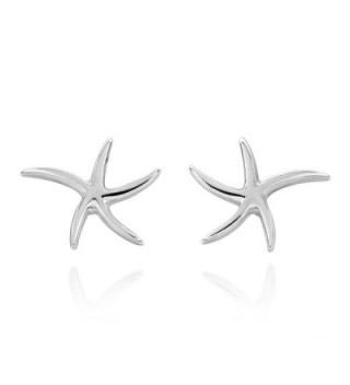 Adorable Wavy Starfish .925 Sterling Silver Stud Earrings - CV11OP2366L