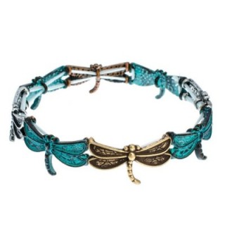 PammyJ Dragonfly Charm with Patina Finish Stretch Bracelet - CZ11YMAZGN1