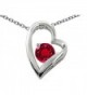 Star K Sterling Silver 7mm Round Heart Shape Pendant - Created Ruby - C711CNZQBY1