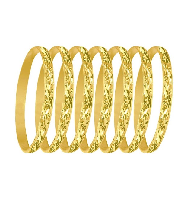 6mm 7 Days Bangles Asterisk & Dots Indian 14K Yellow Gold Plated Sizes 2-7 - CF12N35GP29