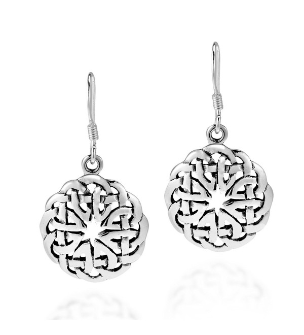 Round Celtic Heart Knot .925 Sterling Silver Dangle Earrings - CS11UEG7L1D