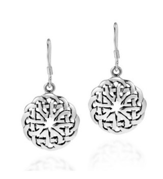 Round Celtic Heart Knot .925 Sterling Silver Dangle Earrings - CS11UEG7L1D