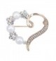 Mother's Presents Gold-tone Crystal Simulated Pearl Flower Love Heart Brooches Bridal Women Brooch Pin - C012BX4EPAN