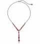 Nicole Miller Cushion Mixed Stone Y-Shaped Necklace - Black Rhodium/ Fuchsia And Ruby - CC12NZXI0ZW