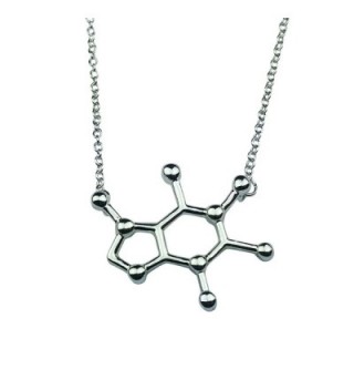 Art Attack Silvertone Caffeine Coffee Tea Energy Drink Molecule DNA Chemistry Science Party Pendant Necklace - CN12HAKDLG3