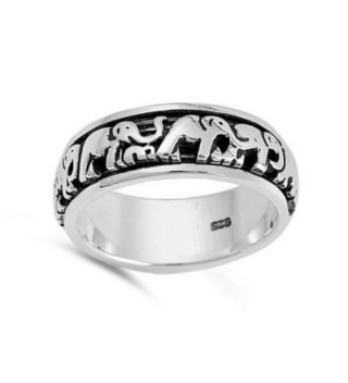 Sterling Silver Lucky Elephants Spinner in Women's Band Rings