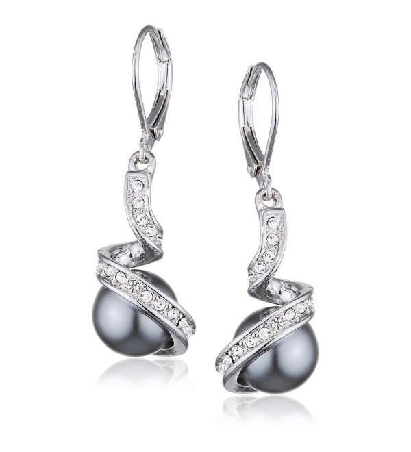 Yoursfs Lmitation Pearls Crystal Rhinestone Dangles Bridal Earrings for Women - Gray pearls - CO18C8H87G7