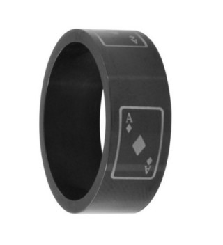 8MM Stainless Steel Black Anodized Card Ace Wedding Band (Size 8 to 13) - CH11BC4DLAF
