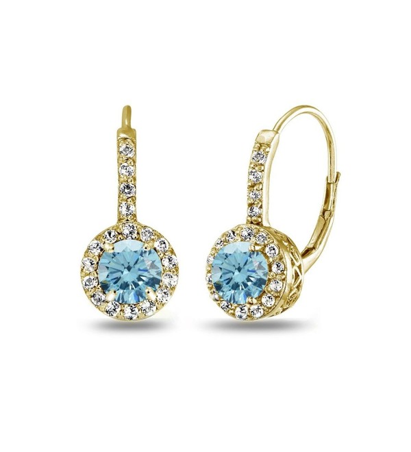 Sterling Leverback Earrings Swarovski Crystals - March - Light Blue - CU185TUCHSA