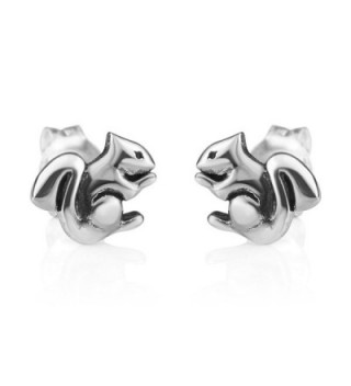 Chuvora Jewelry 925 Oxidized Sterling Silver Tiny Little Squirrel Chipmunk Post Stud Earrings 9 mm - CW12NZHL6V3