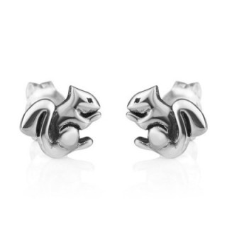 Chuvora Jewelry 925 Oxidized Sterling Silver Tiny Little Squirrel Chipmunk Post Stud Earrings 9 mm - CW12NZHL6V3
