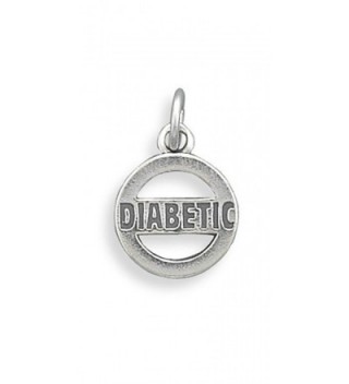 Corinna-Maria 925 Sterling Silver Round Diabetic Charm - CF1199WU7KZ