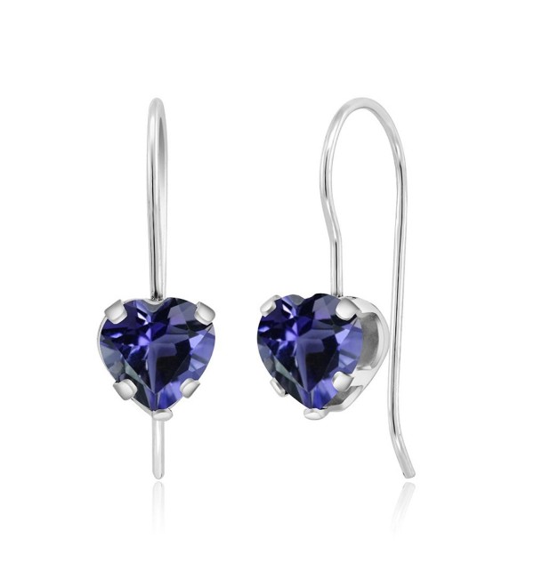 1.16 Ct Heart Shape Blue Iolite Sterling Silver 5-prong Dangle Earrings 6mm - CA118J07BVV