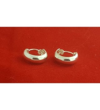 SOLID STERLING SILVER ROUND GLOSSY in Women's Hoop Earrings