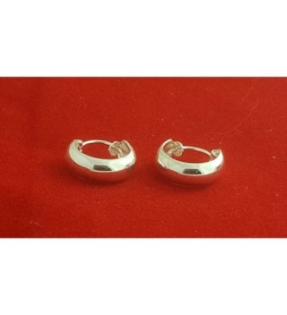 SOLID STERLING SILVER ROUND GLOSSY in Women's Hoop Earrings