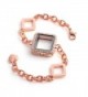 Bling Stars Glass Square Shape Rhinestone Floating Charm Living Memory Lockets Bracelet Set - Rose Golden - CI12EG7T6LX