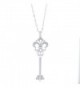 Womens Silver Heart Key Diamond Pendant and Chain 16" - C512DTZQQ8T