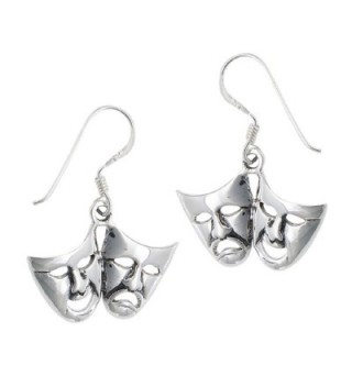 .925 Sterling Silver Comedy Tragedy Dangle Earrings - CS11AP01XWZ