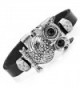 Stunning Leather Crystal Black Owl Cuff Bracelet (Silver Color) - CV11K3BLPM5