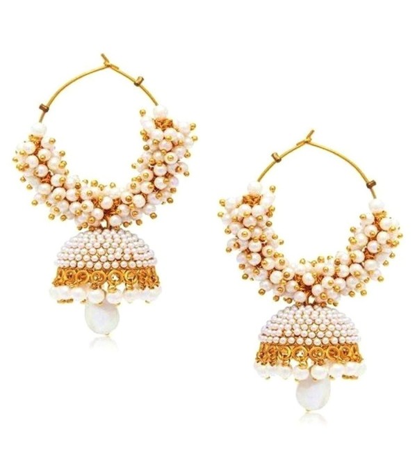 Bollywood Style Party Wear Traditional Indian Jewelry Gold tone Jhumki Jhumka Earrings for Women - CK12O5FKMLB