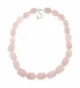 Pearlz Ocean Rose Quartz Beads Strand Necklace for Women with Sterling Silver Clasp - CG11JNHX82Z