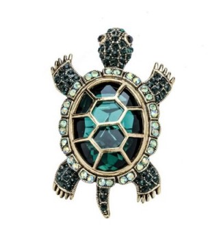 Szxc Jewelry Women's Crystal Big Turtle Pin Brooch Pendant - green - C517YK3Z4RD