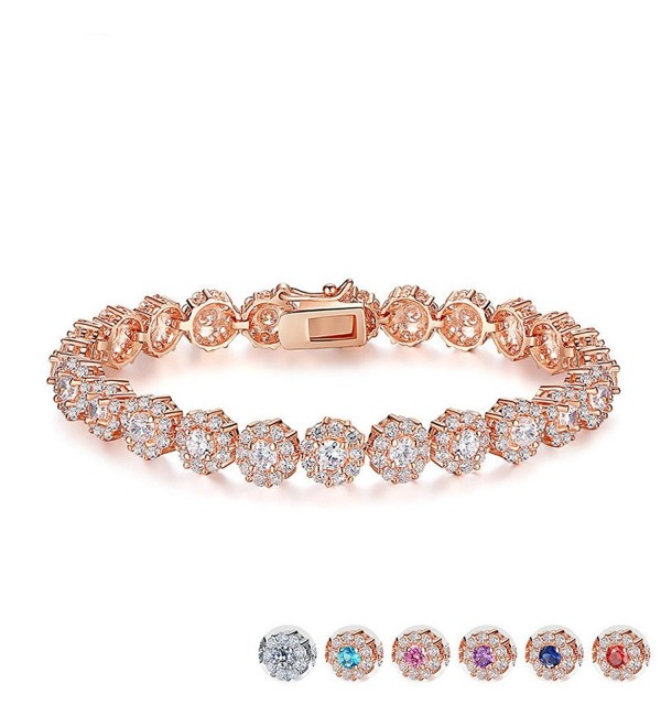 Zirconia Bracelets Diamond Jewelry Christmas - Rose Gold - CB186XQRLN9