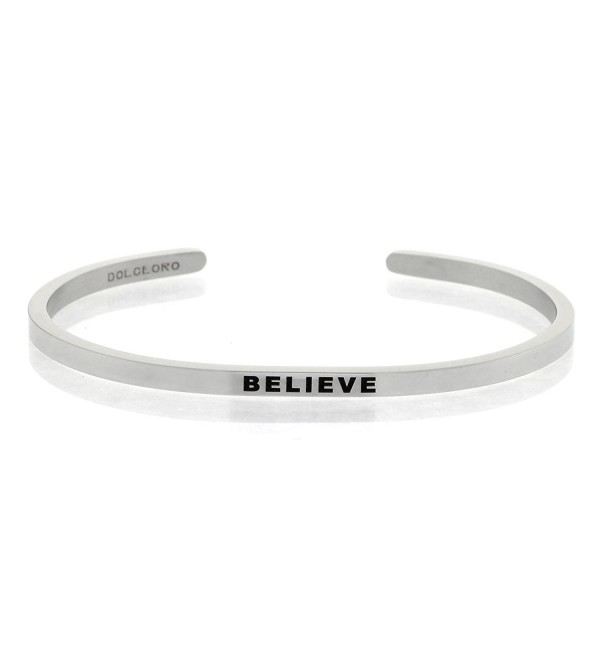 Mantra Phrase: BELIEVE - 316L Surgical Steel Cuff Band - CG12N5IKJ3E