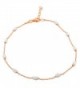 925 Sterling Silver Link Chain Anklet Bracelet - Pink and White - C511LP8AWUP
