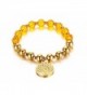 Vnox 18K Gold Plated Stainless Steel Beads Tree of Life Charm Stretch Bracelet - C112MF5I263