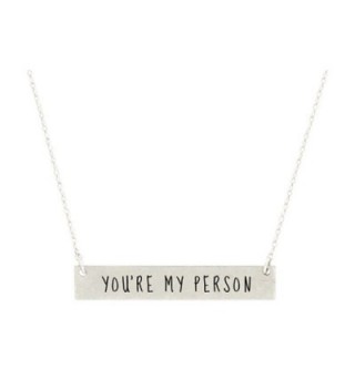 You're My Person Engraved Bar Pendant Necklace Best Friends- BFF Besties - Antique Silver Tone - CQ184AK0Q3I