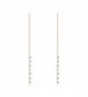 Mealguet Jewelry Elegant Women's Rose Gold Plated Drop Cubic Zirconia Long Chain Threader Dangle Earrings - CZ12I6D29ET