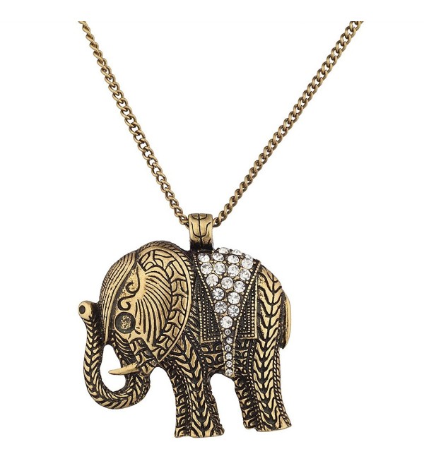 Lux Accessories Burnish Goldtone Boho Elephant Necklace - C812EVA50AT