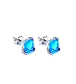 Solitaire Princess Simulated Blue Sterling