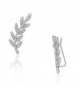 925 Sterling Silver Branch Design White CZ Ear Crawler Earrings - CK17YHH5YCW