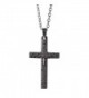 ASHMITA Fashion Stainless Crucifix Necklace - Black-Large - CJ1843X02U4