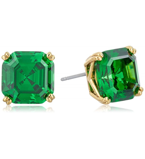 Nicole Miller 10 mm Signature Asscher Prong Stud Earrings - Gold/ Emerald - CE12OBGYGP7