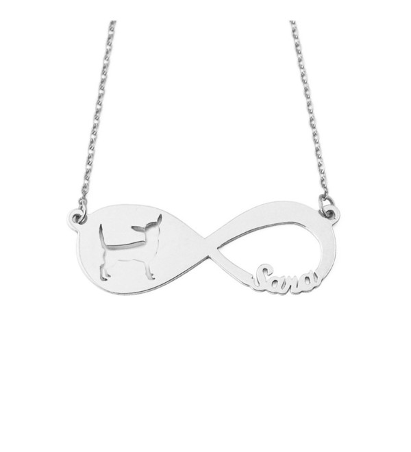 Personalized Infinity Chihuahua Necklace Memorial - Silver - C018880ZI6H