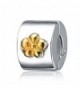Soulbeads Gold Plated Flower Clip Lock Charm Authentic 925 Sterling Silver Bead for Charms Bracelet - C71260AA40T