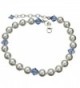 Sterling Silver Bracelet- Simulated Pearls Made with Swarovski Crystals 7"+1" Extender - CL11GJRKGLD