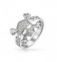 Bling Jewelry Skull Crossbones Filigree Band Sterling Silver Ring - CY11D3UKNCL