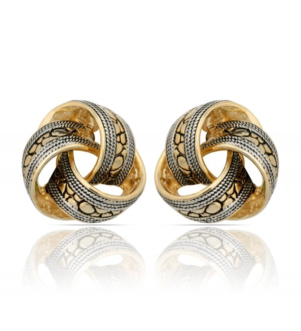 JanKuo Jewelry Two Tone Bali Antique Style Knot Clip On Earrings - C21198H849H